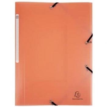 Carpeta con gomas y 3 solapas Chromaline color coral, Polipropileno translucido A4