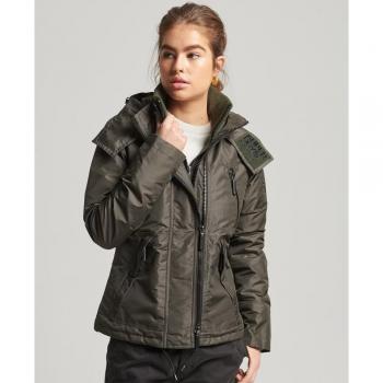 Chaqueta cortavientos con capucha Mountain para mujer Superdry verde
