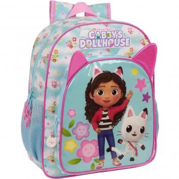 Mochila Infantil Adaptable a Carro Gabby's Dollhouse Safta 26x34x11cm Azul Claro