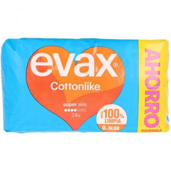 Evax Cottonlike Compresas Super con Alas, 24 unidades