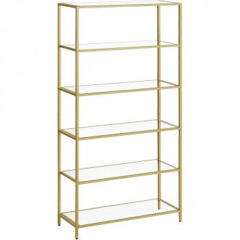 Estantería de cristal de 6 niveles, librería y expositor con cristal templado, fácil de montar para baño, salón, dormitorio y oficina