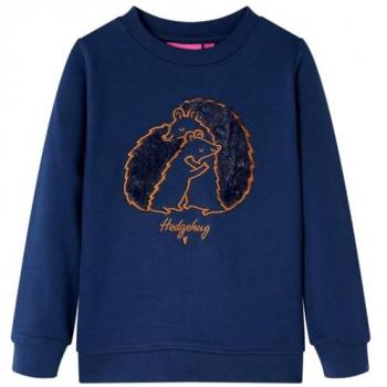 Sudadera Infantil con Diseño de Erizo, Ropa Infantil, Manga Larga, Cuello Redondo, Color Azul Marino, Talla 92