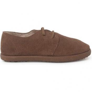 Zapatos de cordones de niño de piel serraje con suela caramelo