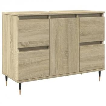 Mueble de baño madera de ingeniería roble Sonoma 80x33x60 cm Marrón