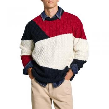 Jersey Pepe Jeans Hombre Azul Court Cuello Redondo Color Block Regular Fit Manga Larga