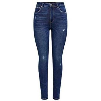 Only Mila Life High-Waist Skinny Ankle Jeans in Dark Blue Denim