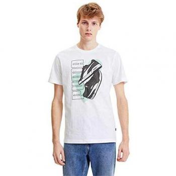 PUMA Sneaker Graphic tee Camiseta De Manga Corta, Hombre, Blanco, m