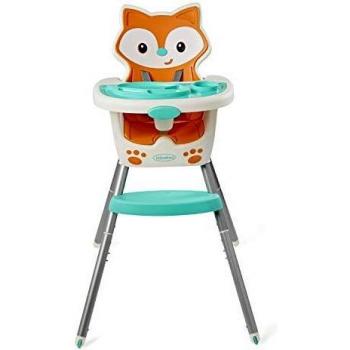INFANTINO,1 Count (Pack of 1),Orange 4-in-1 Highchair - Space-Saving, Multi-Stage Booster and Toddler Chair with Multi-use Meal mat and Dishwasher-Safe Tray, in a Fox-Themed Design