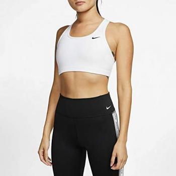 Nike Swoosh Women's White Medium-Support Non-Padded Sports Bra