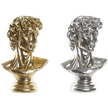 Figura Decorativa DKD Home Decor 24,5 x 17,5 x 36 cm Plateado Dorado Busto Neoclásico (2 Unidades)