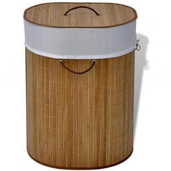 vidaXL Bamboo Laundry Bin Oval Natural