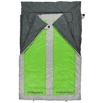 FRIDANI Fri1155-4260371525342 Saco de Dormir QG para 2 Personas, 225 x 140 cm, XXL, Color Verde, -22 °C, cálido, Impermeable, Lavable, Unisex Adulto, Verde-225D, 225x140 cm-2 Erwachsene