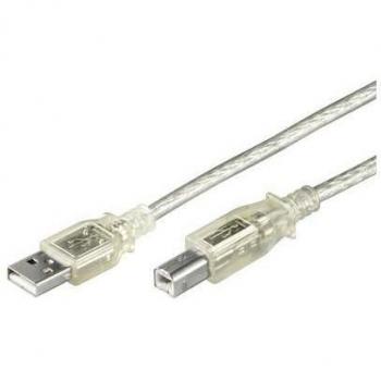 Cable de conexión USB 2.0 A-B de 1 metro en color transparente