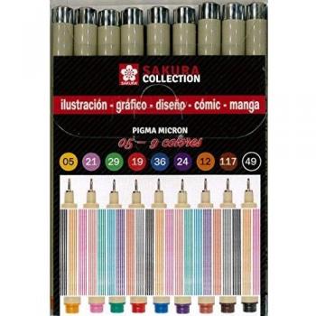Sakura Pigma Micron 05 - Paquete de 9 Rotuladores Multicolores