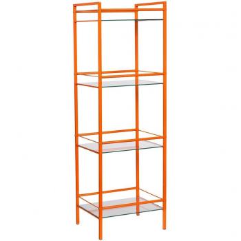 Vily'S House-Estantería Metal-Cristal 4 Estantes Naranja