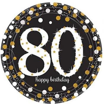 Amscan International – 9901722 oro celebración de 80º Prismatic platos de papel 23 cm