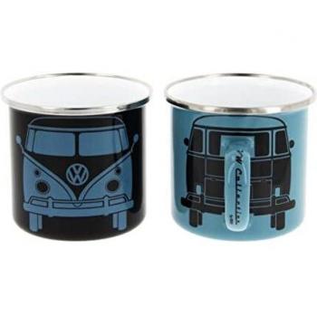 BRISA VW Collection - Volkswagen Furgoneta Hippie Bus T1 Van Set de 2 Tazas de Café Esmaltadas en Caja