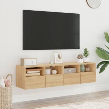 Mueble de TV de pared 2 uds madera ingeniería roble Sonoma 60x30x30 cm vidaXL