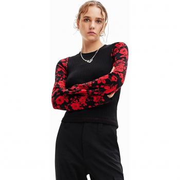 Desigual Women's XS Black Cotton Long Sleeve Round Neck Sweater