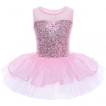 Freebily Maillot de Ballet para Niña Vestido de Danza Algodón Disfraz de Princesa con Lentejuelas Vestido Bailarina Niña Tutú Infantil