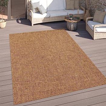 Alfombra Rectangular Marrón 120x160 cm, Geométrica, Lavable en Lavadora, In- y Outdoor, 4 mm de Altura