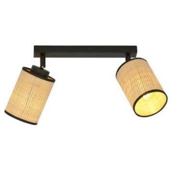 Lámpara de Techo Yoga Epikasa - Acero con Recubrimiento de Polvo y Tejido, Negro y Marrón, 36x22x10 cm
