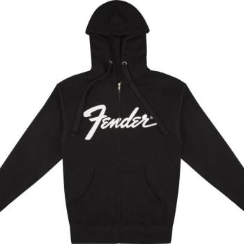 Fender Black Zip Front Hoodie with Transition Logo, Medium