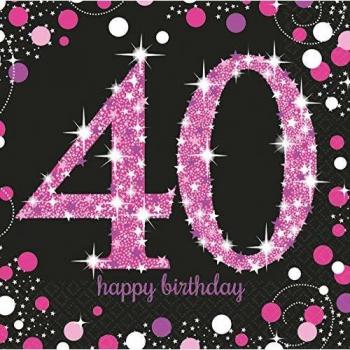 Amscan-Servilletas Sparkling Celebrations-Pink-33 x33 cm-16 piezas-número 40, color pink,