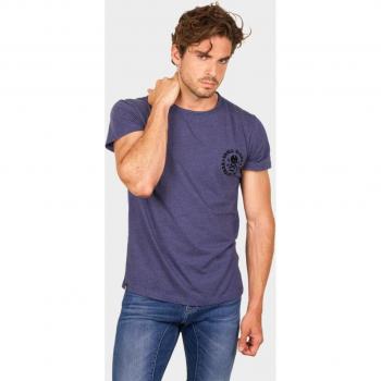 Camiseta de hombre Born to ride faster de algodón orgánico en color azul marino de manga corta