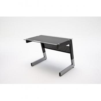 Robas Lund 40502X11 escritorio BIG-S, mesa de vidrio placa, estructura metálica, B/T/H aproximadamente 100 x 80 x 78 cm, negro/plata