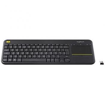Logitech K400 Teclado Táctil Inalámbrico Plus para TV con un Control Multimedia y Panel Táctil, Disposición AZERTY Francés - Negro