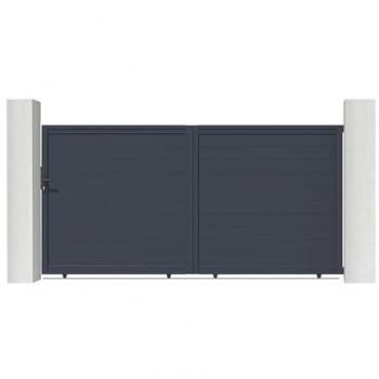 Pack Puerta Corredera Eiger 350 x 180 cm + 2 Postes de Aluminio H. 190 cm Gris