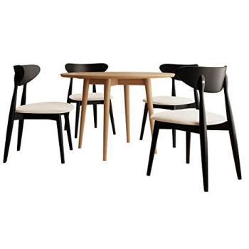 Conjunto de comedor Racine 124, 4 asientos, diámetro 100 cm, color marrón