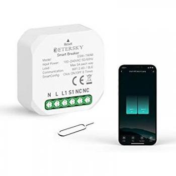 ãNeutro RequeridoãInterruptor Wifi 3 en 1, Etersky Interruptor Luz Alexa 1 Gang, 2 Gang y Interruptor Conmutador Inteligente Mini Interruptor Luz con Temporizador, Compatible con Alexa y Google Home