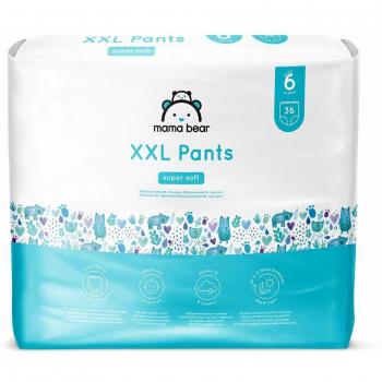 Pañales Mama Bear Tipo Braguita XXL - Talla 6 (18-30kg), Paquete de 2 (72 Unidades)