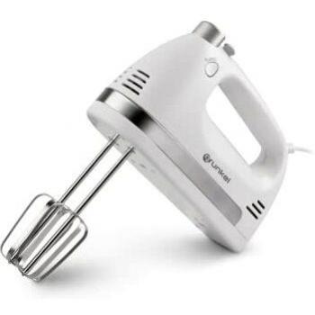 Grunkel - AM-350TURBO5 - Batidora amasadora varillas con función turbo y botón de extracción fácil. Hasta 5 velocidades - Incluye accesorios: mezcladora y ganchos - 350W