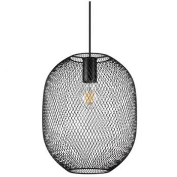 Lámpara de techo colgante contemporánea Net 24 cm, estructura de alambre negro, E27 42W - Ideal Lux