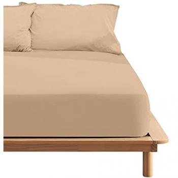 Sábana Bajera Ajustable 100% Algodón Lisa Rosa para Cama de 180x200 cm