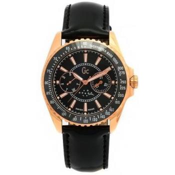 GUESS Women's 41006M2 GC Black Leather Black Dial Watch