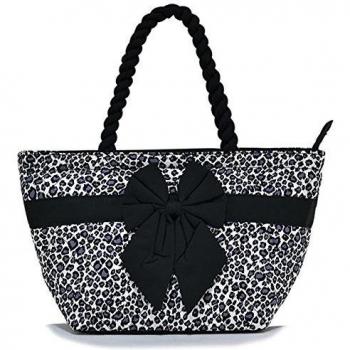 Pataya PTB052 Tailandia Bangkok Bolso de la Lona Bolso del Almuerzo Bolso de Printing Pattern blanco + negro
