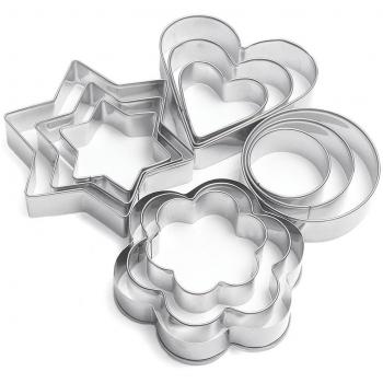 12pcs Molde de acero inoxidable molde de galletas, fruta molde
