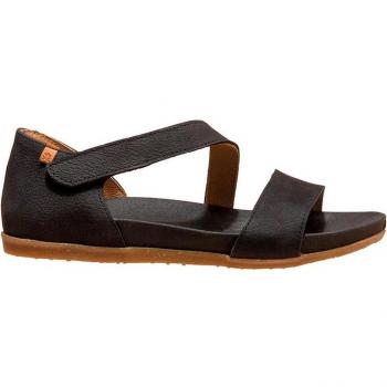 ta - Sandalias planas de mujer en piel de color negro