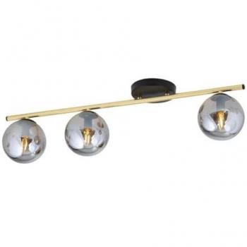 Lámpara de Techo Monza EPIKASA - Acero Negro, Oro y Gris con Vidrio - 80x20x14 cm