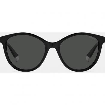 Polaroid Women's Round Black Sunglasses with Polarized Lenses