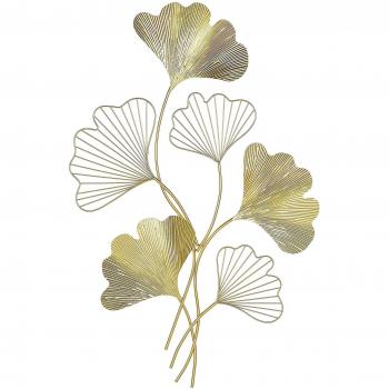Decoración de Pared Metálica Dorada 79 cm con Motivos Naturales de Hojas Indium