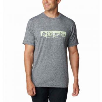 Columbia Kwick Hike™ Camiseta de Manga Corta para Hombre, Color Gris Verde, Talla S, Material Transpirable y de Secado Rápido, Diseño Gráfico