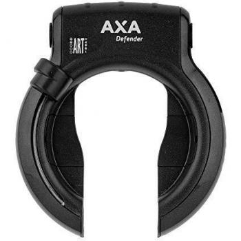 Candado en anillo AXA Defender ART 2 de acero y plástico negro con soporte para guardabarros