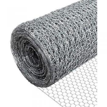 Malla de Alambre Hexagonal Galvanizado 13mm, Enrejado Triple Torsión, Rollo 1x25m, Color Plata