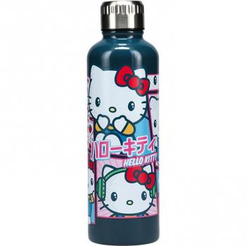 Botella metálica Hello Kitty 500 ml, fabricada en acero inoxidable, diseño exclusivo de Hello Kitty, capacidad de 500 ml, tapa a rosca, resistente y reutilizable