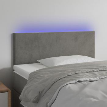 Cabecero LED de terciopelo gris claro 90x5x78/88 cm